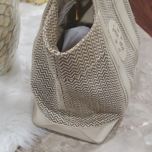 Tory Burch Brown and Cream Chevron Tote - Picture 15 of 15